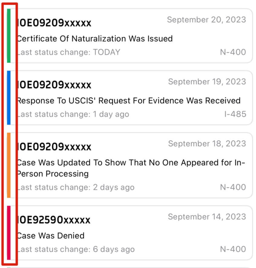 colors on cases list